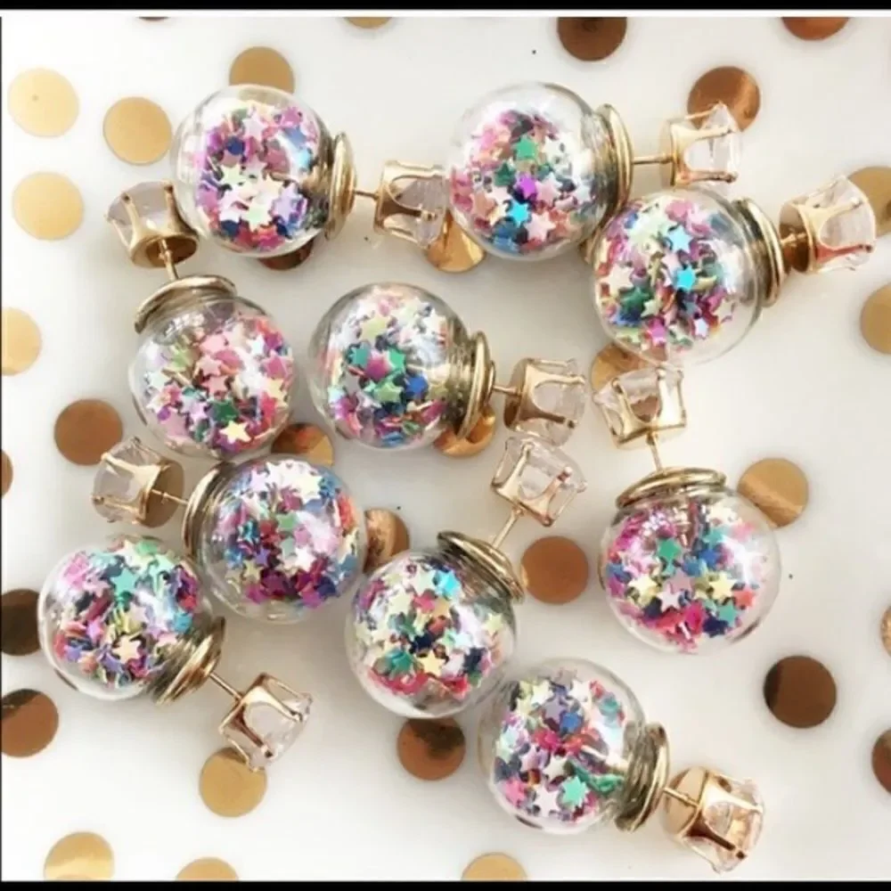 Double Sided Confetti Star Earrings